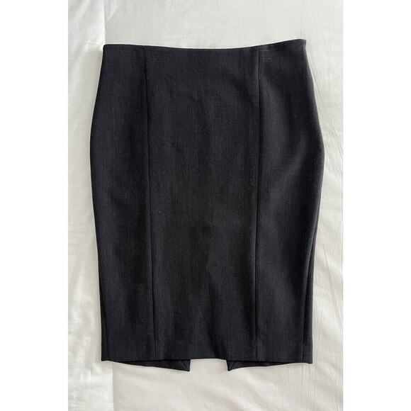 Zara Basics Pencil Skirt Women’s Size L Gray Career Side Zip Back Slit - Picture 1 of 8